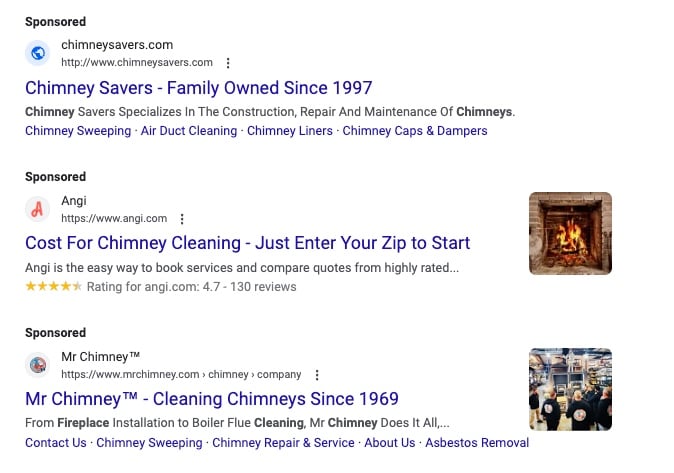 image of chimney sweep google ads